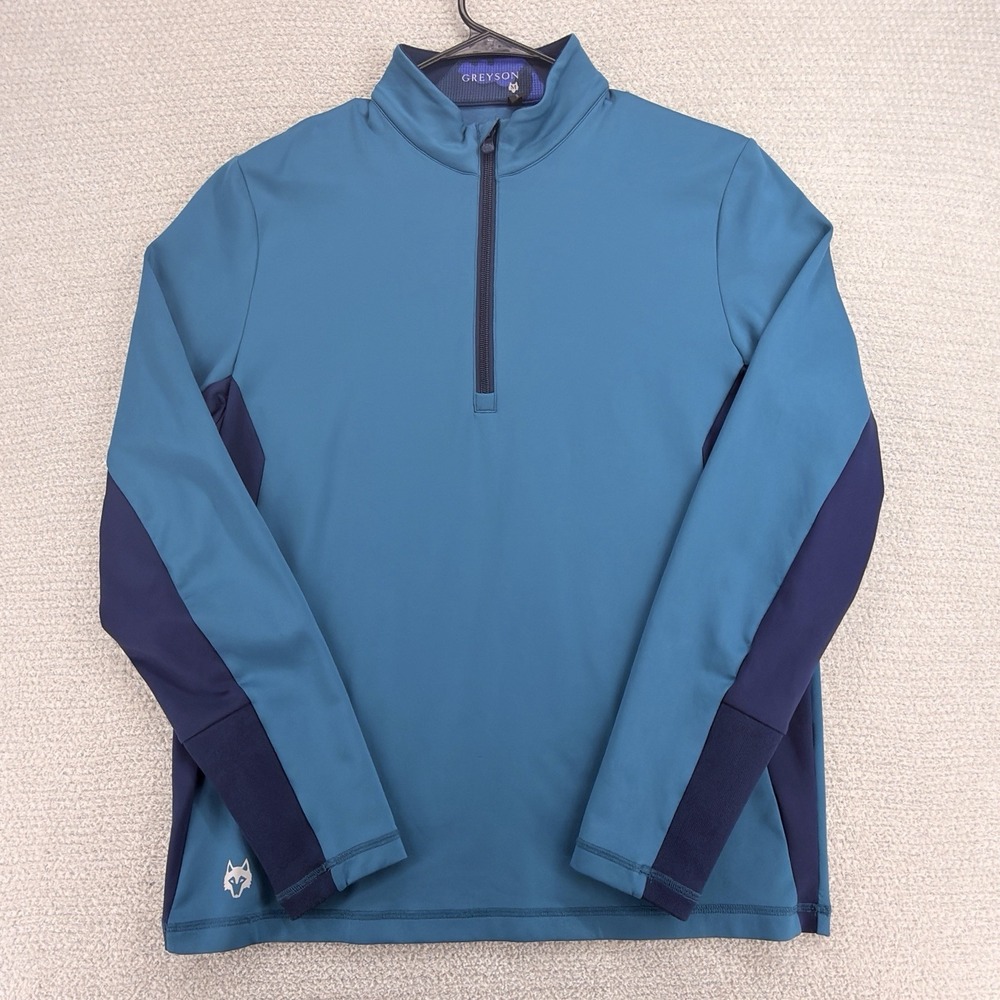 Greyson Tate Quarter Zip Pullover Mens M Teal Golf Performance Stretch